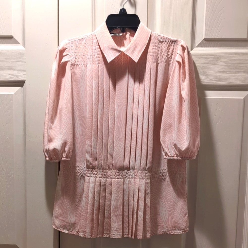 Vintage Pink Pleated Blouse